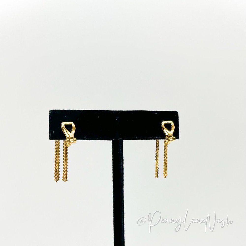 Vintage Mini Chains Dangle Clip On Earrings - Picture 6 of 6